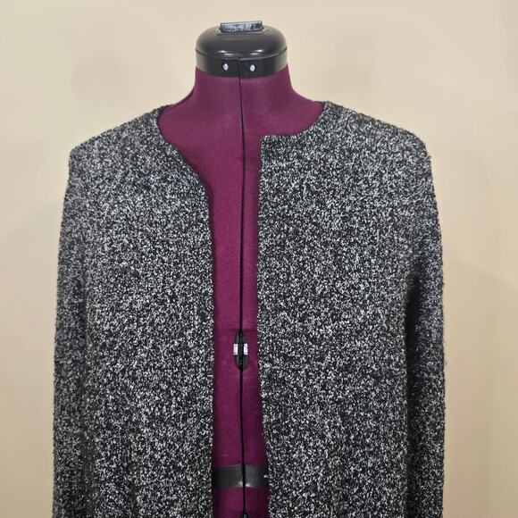 Women's LOFT Black & White Open Front Sweater Cardigan | Size Large - Picture 4 of 10